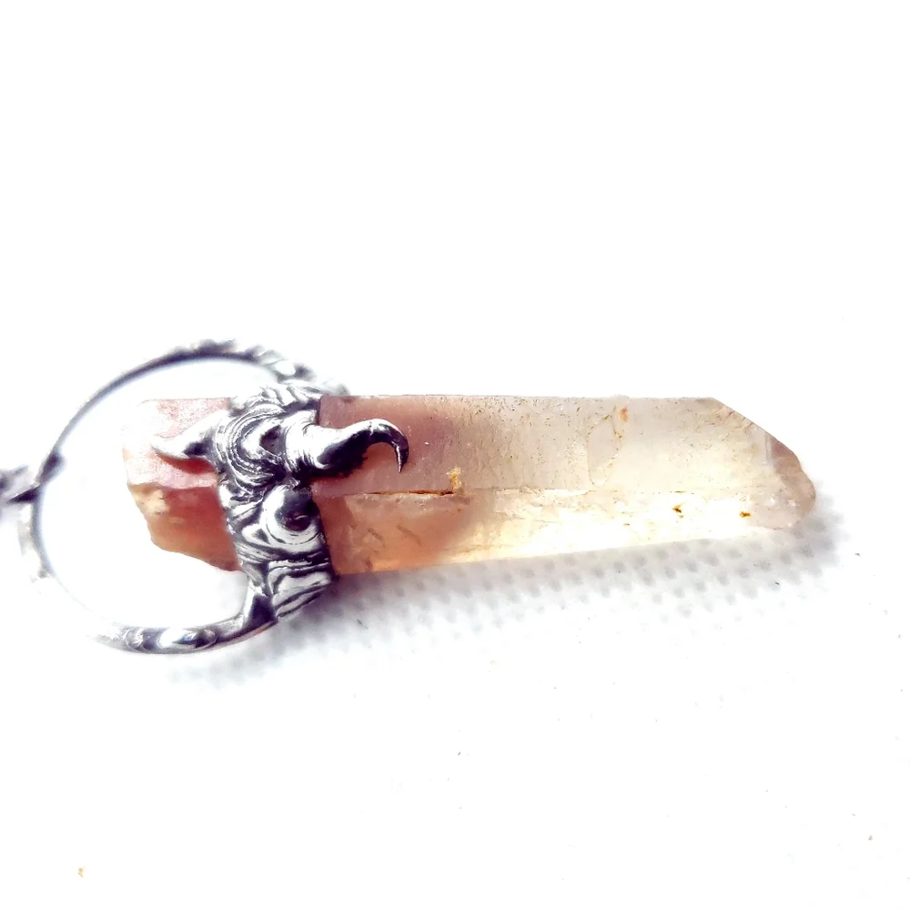 Red ghost quartz crystal necklace
